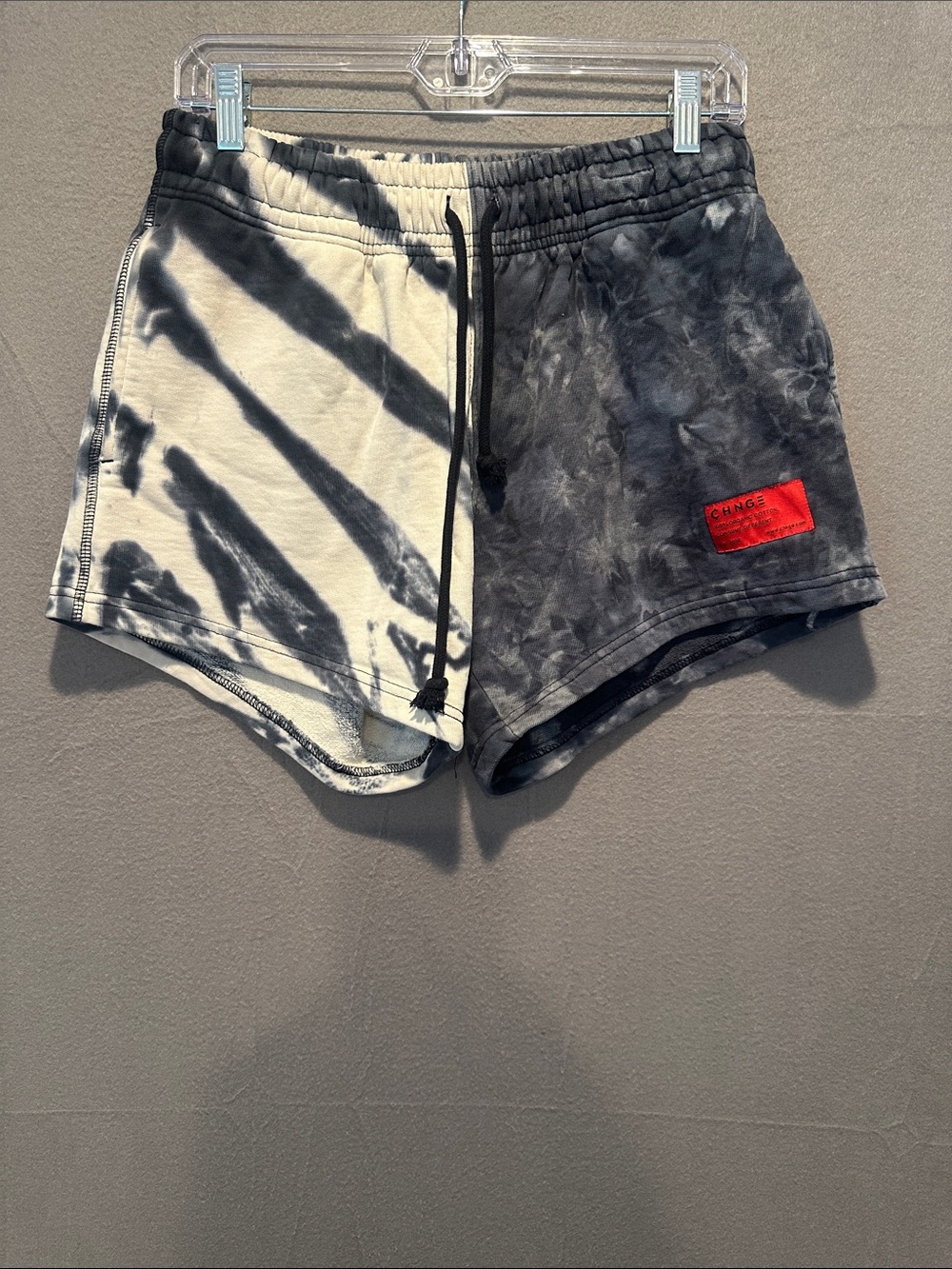 CHNGE Black & White Split Tie-Dye Athletic Shorts